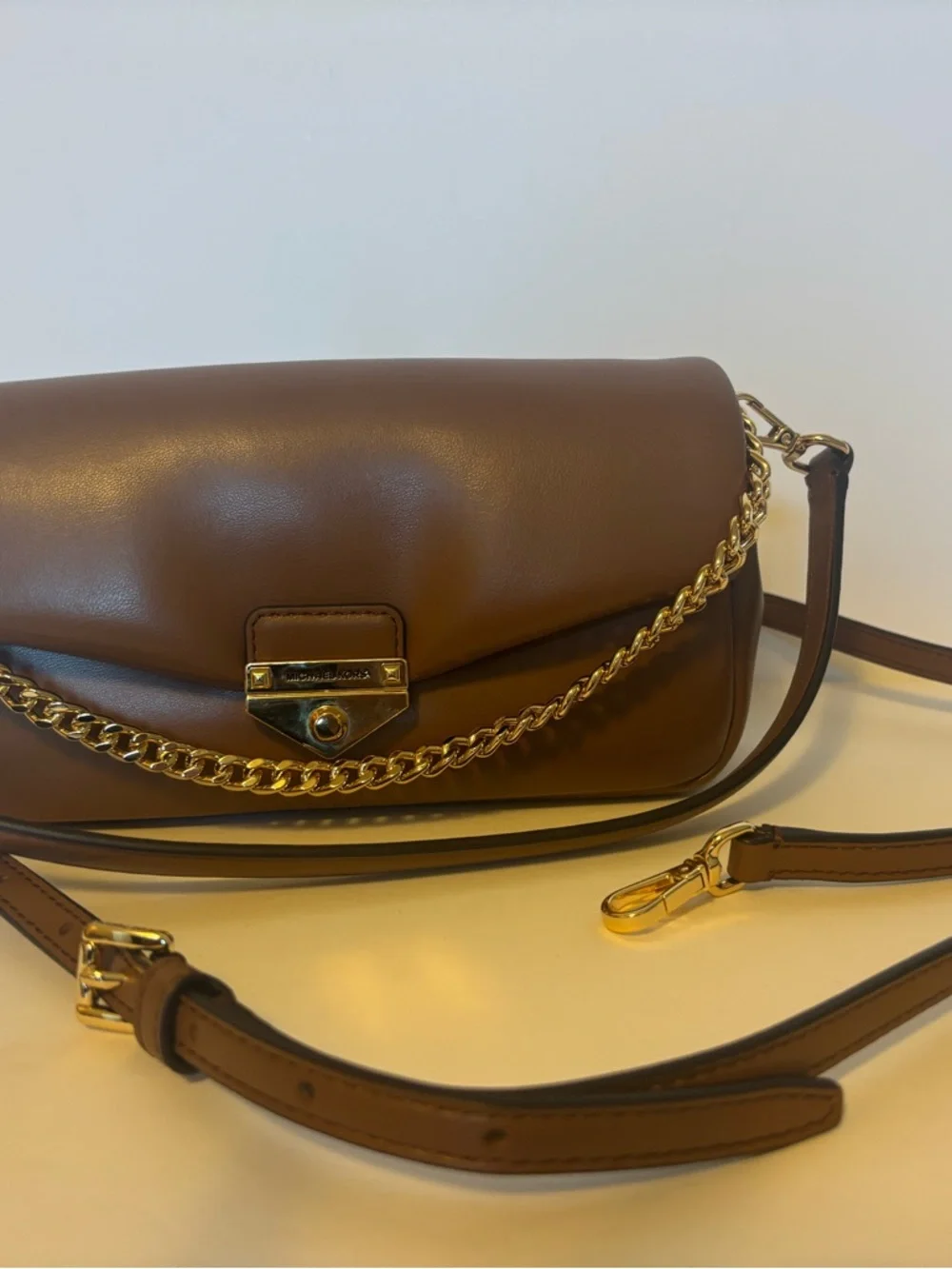 Michael Kors Brown Crossbody with Gold Tone Lock